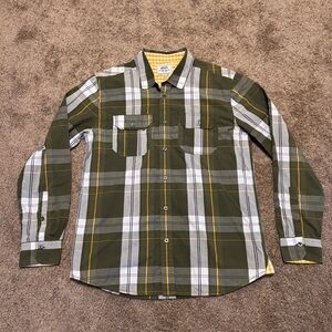 Ecko Unltd Shirt Mens Medium Green Plaid Long Sleeve Button Up Pockets Casual